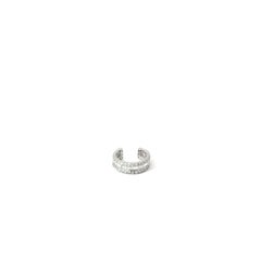 Single Baguette and Brilliant Round Diamond Ear Cuff in 18K White Gold