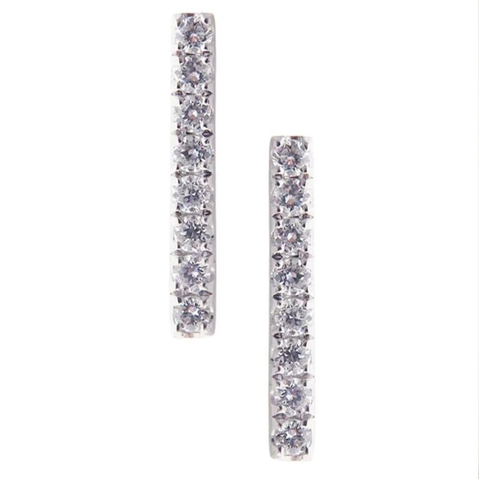 Modern Single Bar Diamond Earrings For Sale