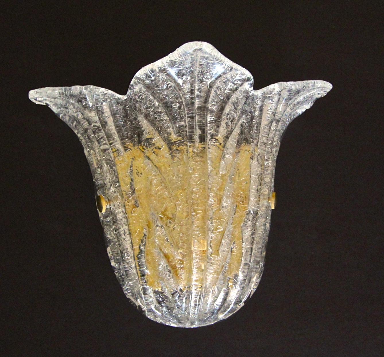Italian Single Barovier Murano Glass Clear 