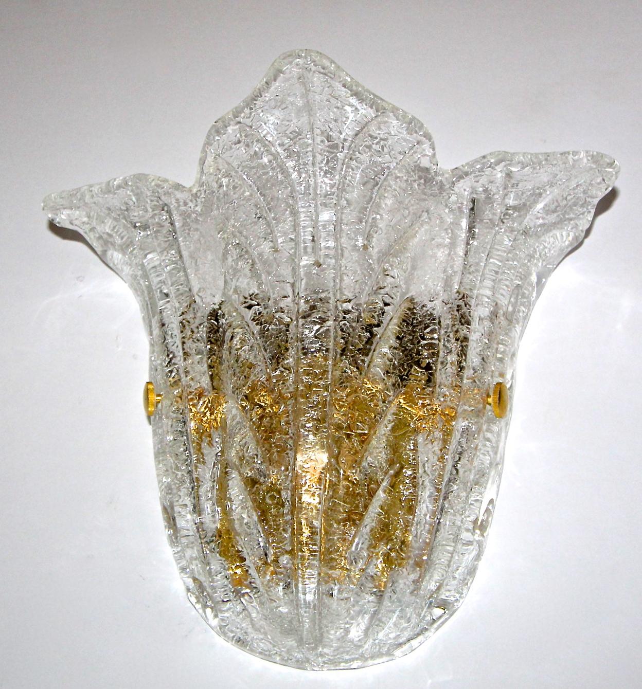 Gold Plate Single Barovier Murano Glass Clear 