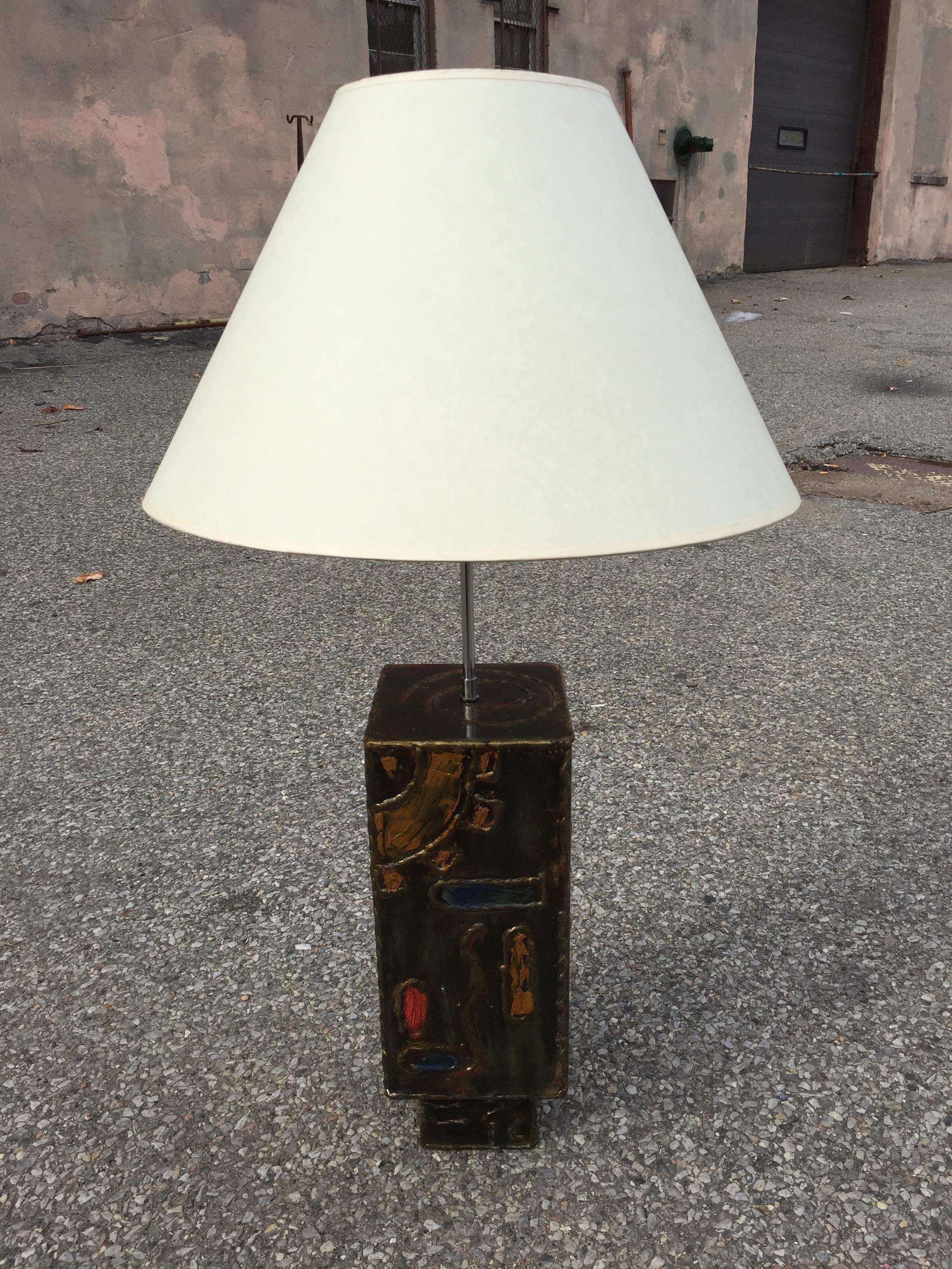 Mid-Century Modern Single Beautiful Colorful Lamps after Paul Evans For Sale