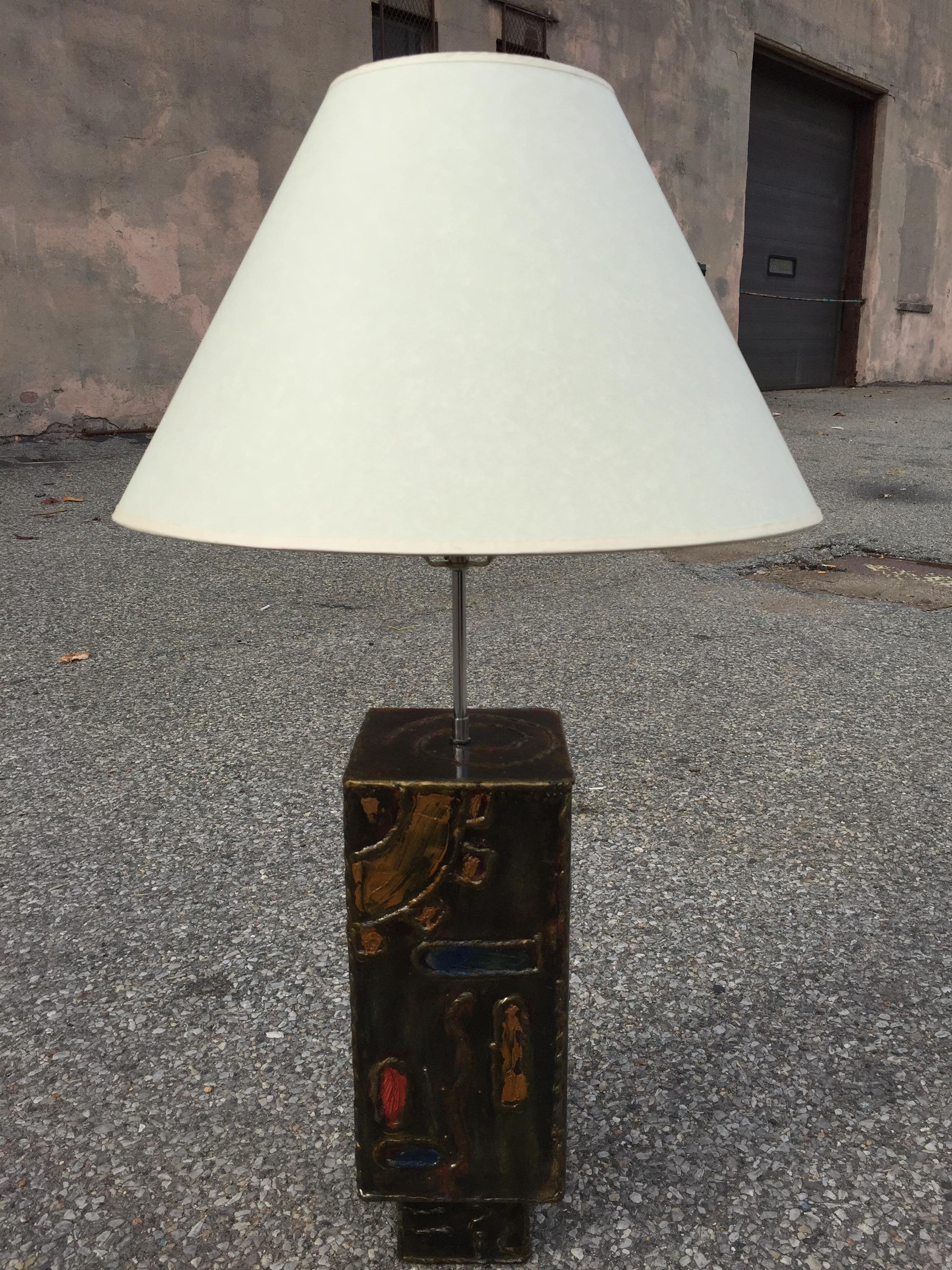 Single Beautiful Colorful Lamps after Paul Evans In Excellent Condition For Sale In Bronx, NY