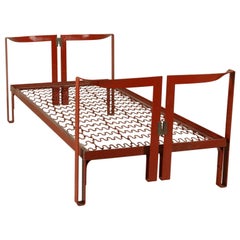 Single Bed Designed by Tobia Scarpa Lacquered Metal Vintage, Italy, 1960s
