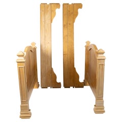 Single Bed Frame With Bench, Light Solid Wood, Napoleon III Style, 20th Century.