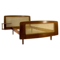 Single Bed or Daybed in Mahogany and Cane by Roger Landault, France, 1950