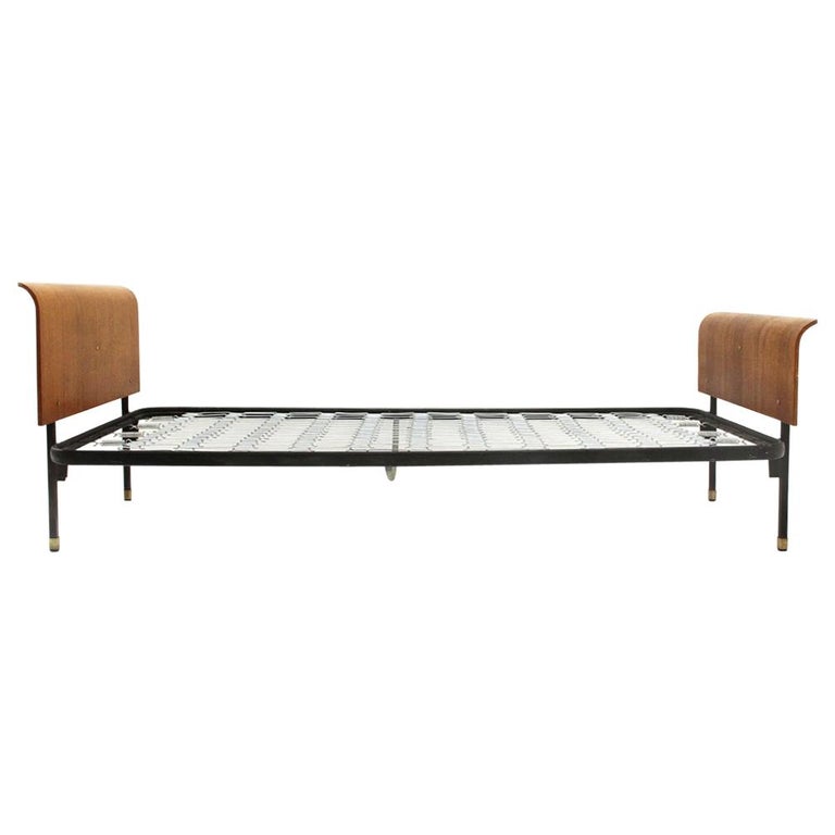 Single Bed with Headboard and Footboard in Curved Plywood, 1950s at 1stDibs