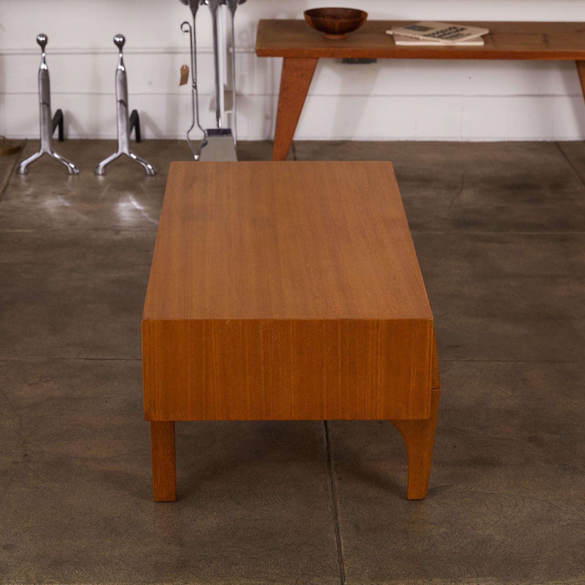 Mahogany Single Bench with Storage by John Keal for Brown Saltman