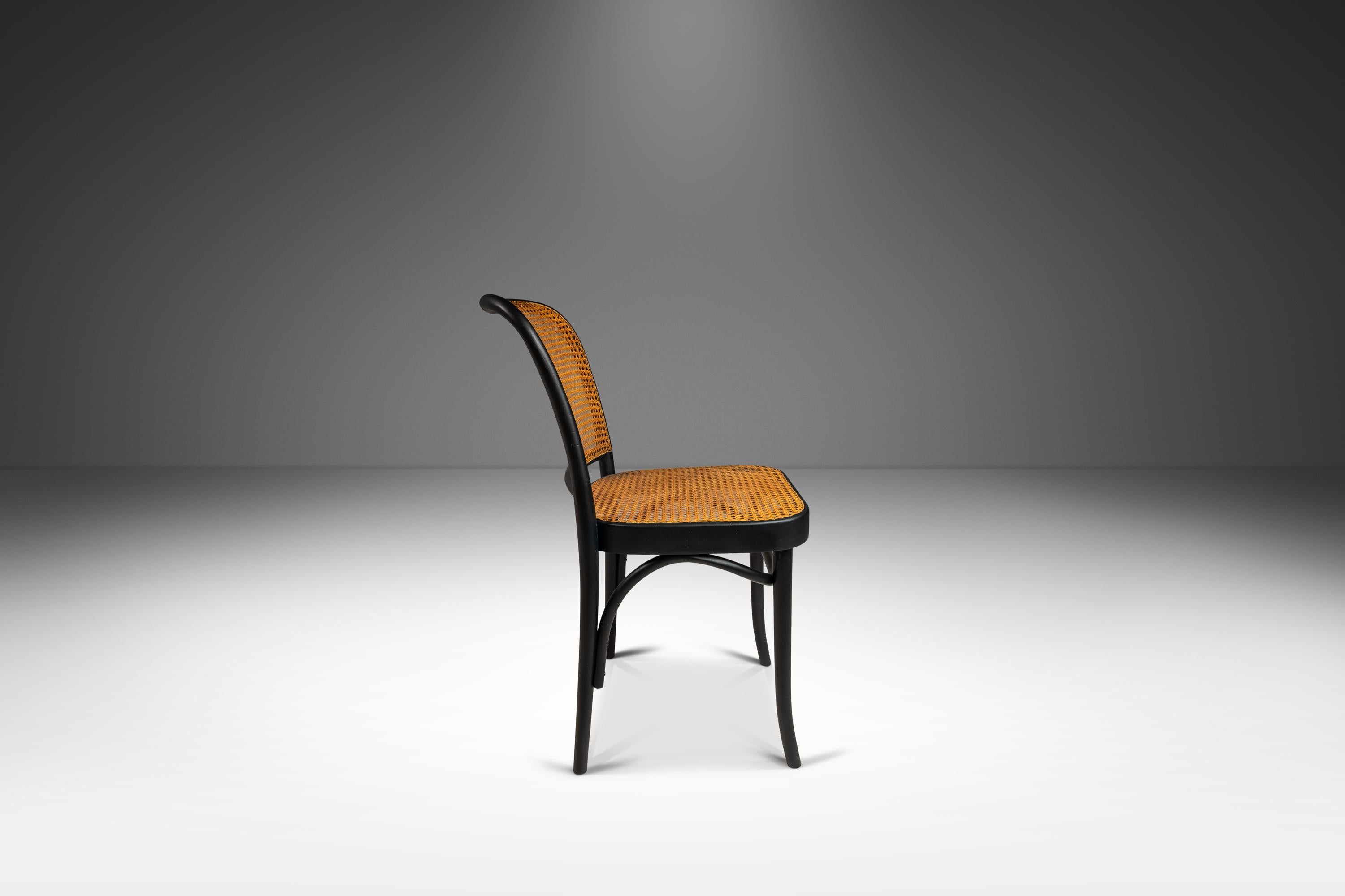  Introducing a rare and beautiful single bentwood Prague Model 811 side chair by the renowned designers Josef Frank and Josef Hoffmann for Stendig. Designed in the 1960s, this chair is a true representation of mid-century modern design and