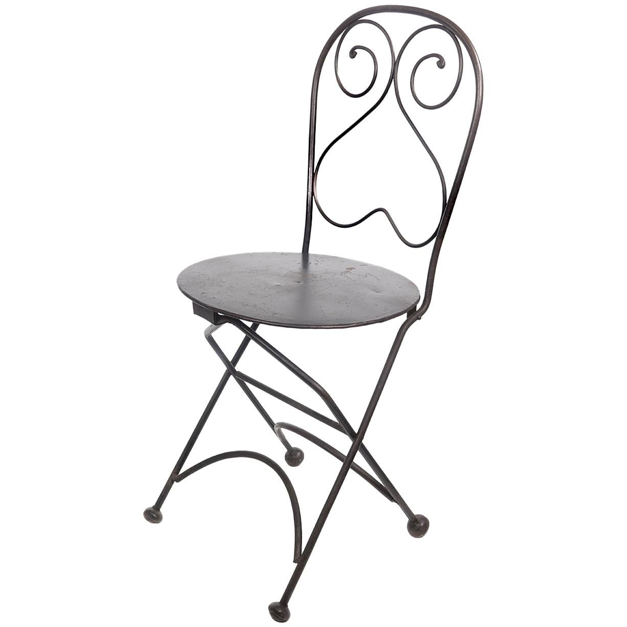 Single Bistro Style Folding Chair For Sale