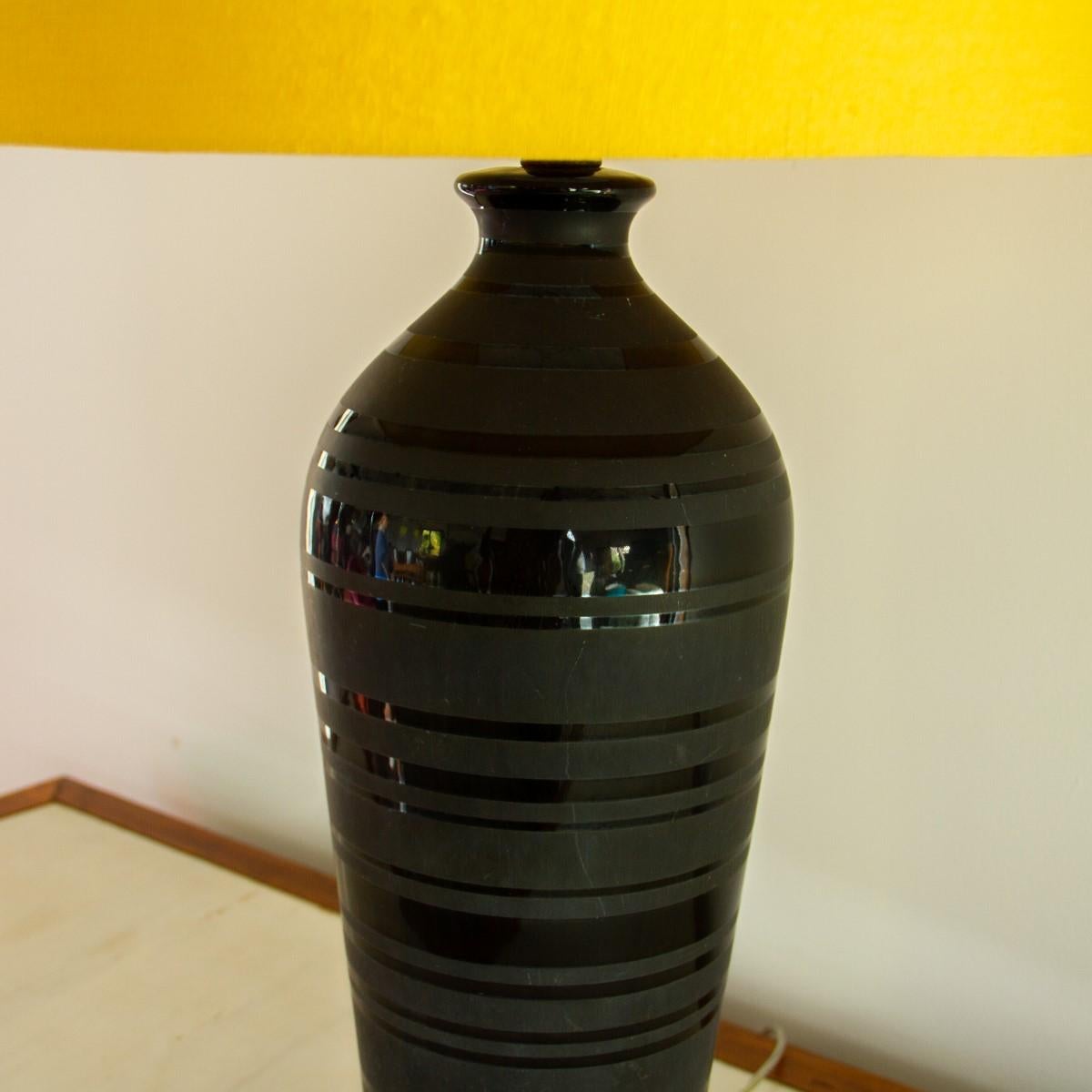 American Single Black Ceramic Table Lamp, 1960s