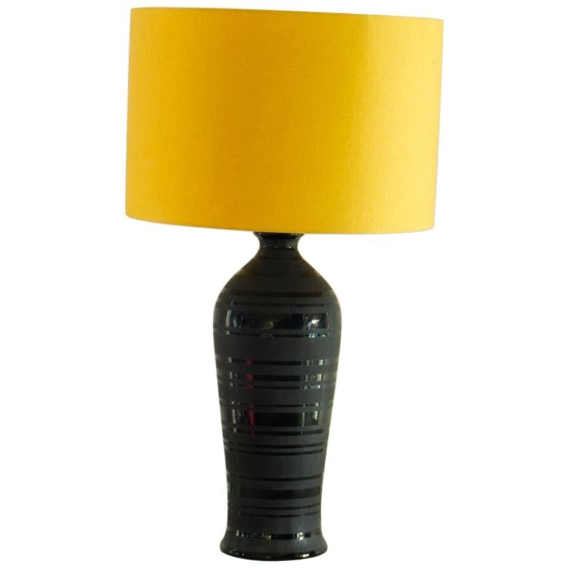 Single Black Ceramic Table Lamp, 1960s