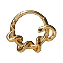 Single Black Diamond Snake Hoop, 14k Gold Diamond Snake Earrings, Small Hoops