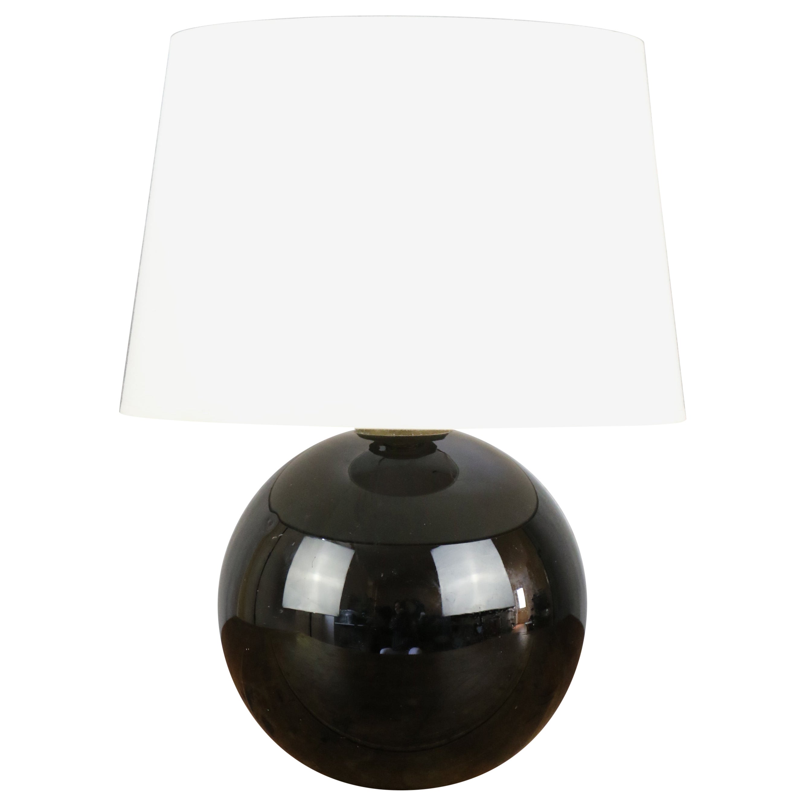 Single Black Opaline Table Lamp by Jacques Adnet, France 1940