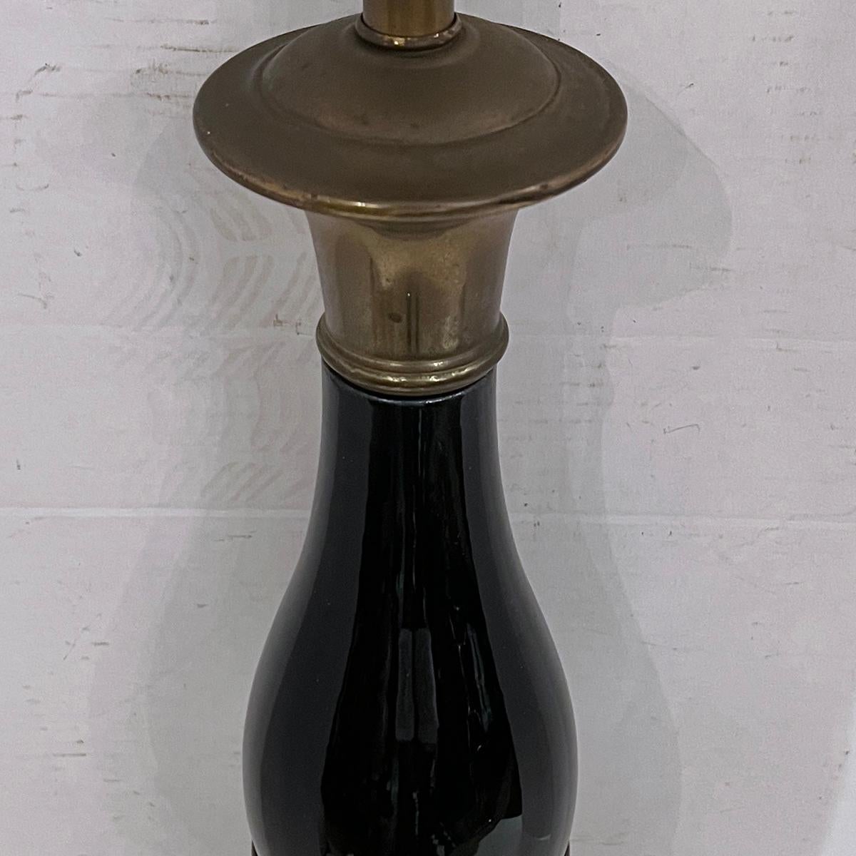 French Single Black Porcelain Table Lamp For Sale