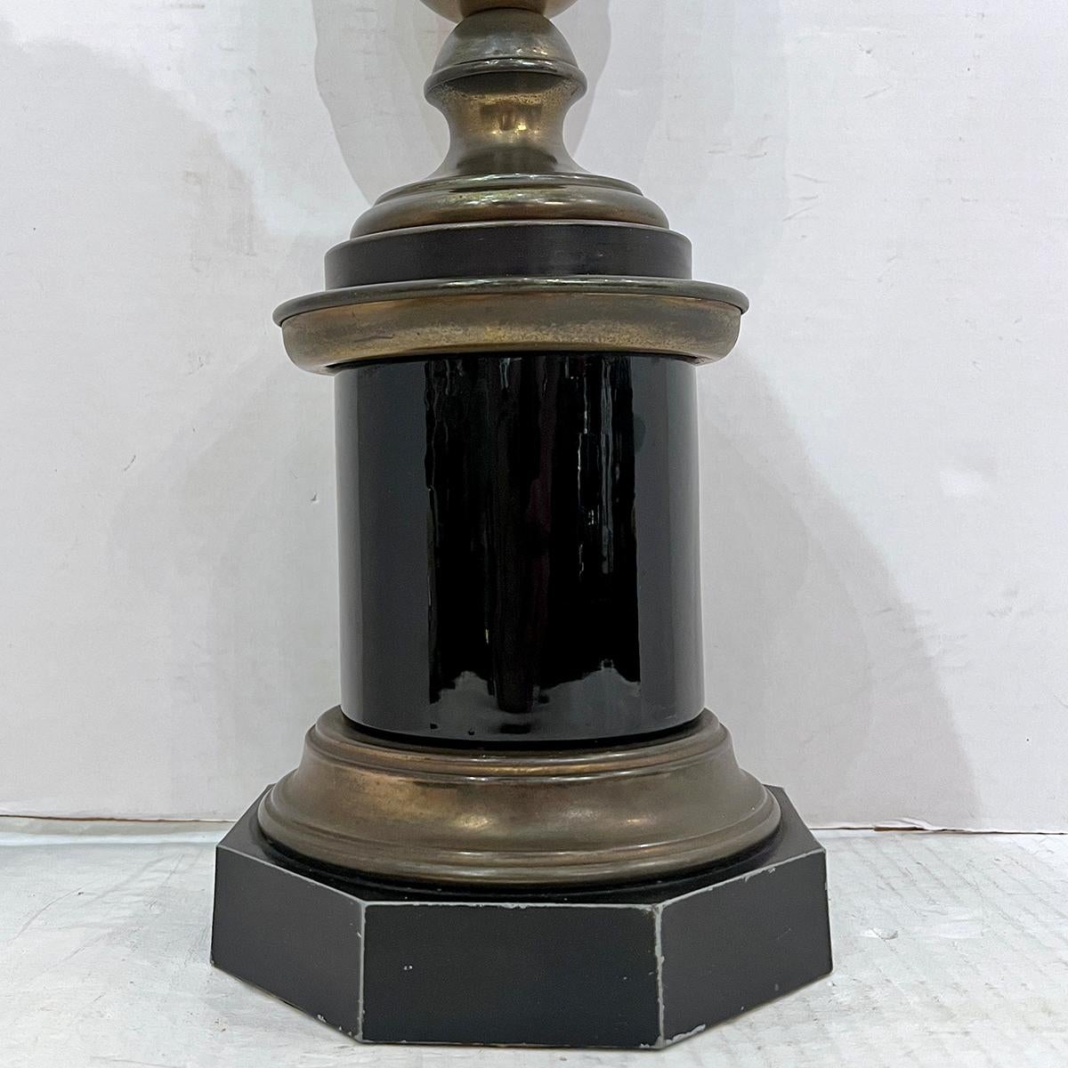 Early 20th Century Single Black Porcelain Table Lamp For Sale