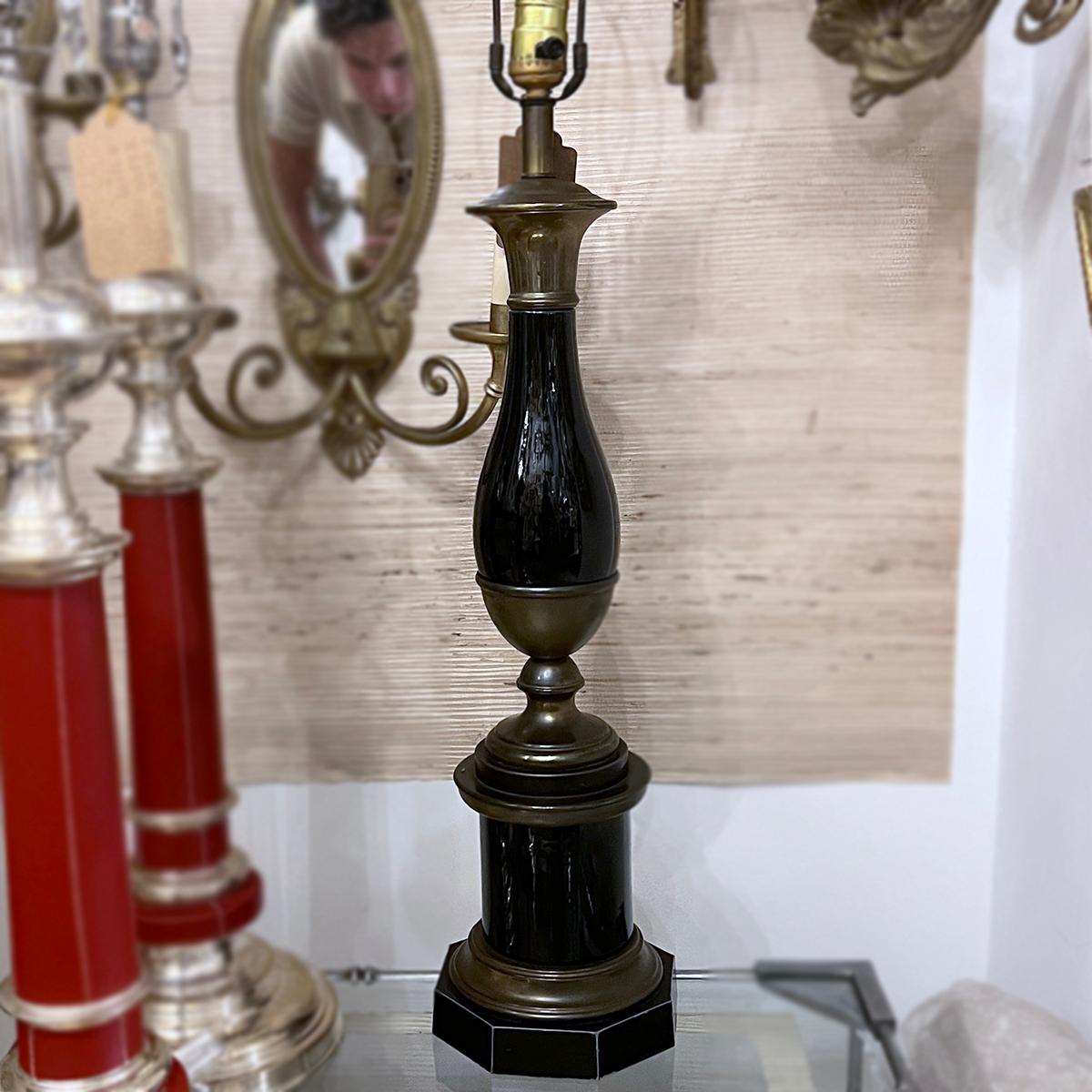 Single Black Porcelain Table Lamp For Sale 1