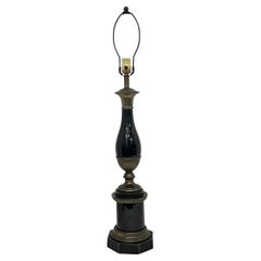 Antique Single Black Porcelain Table Lamp