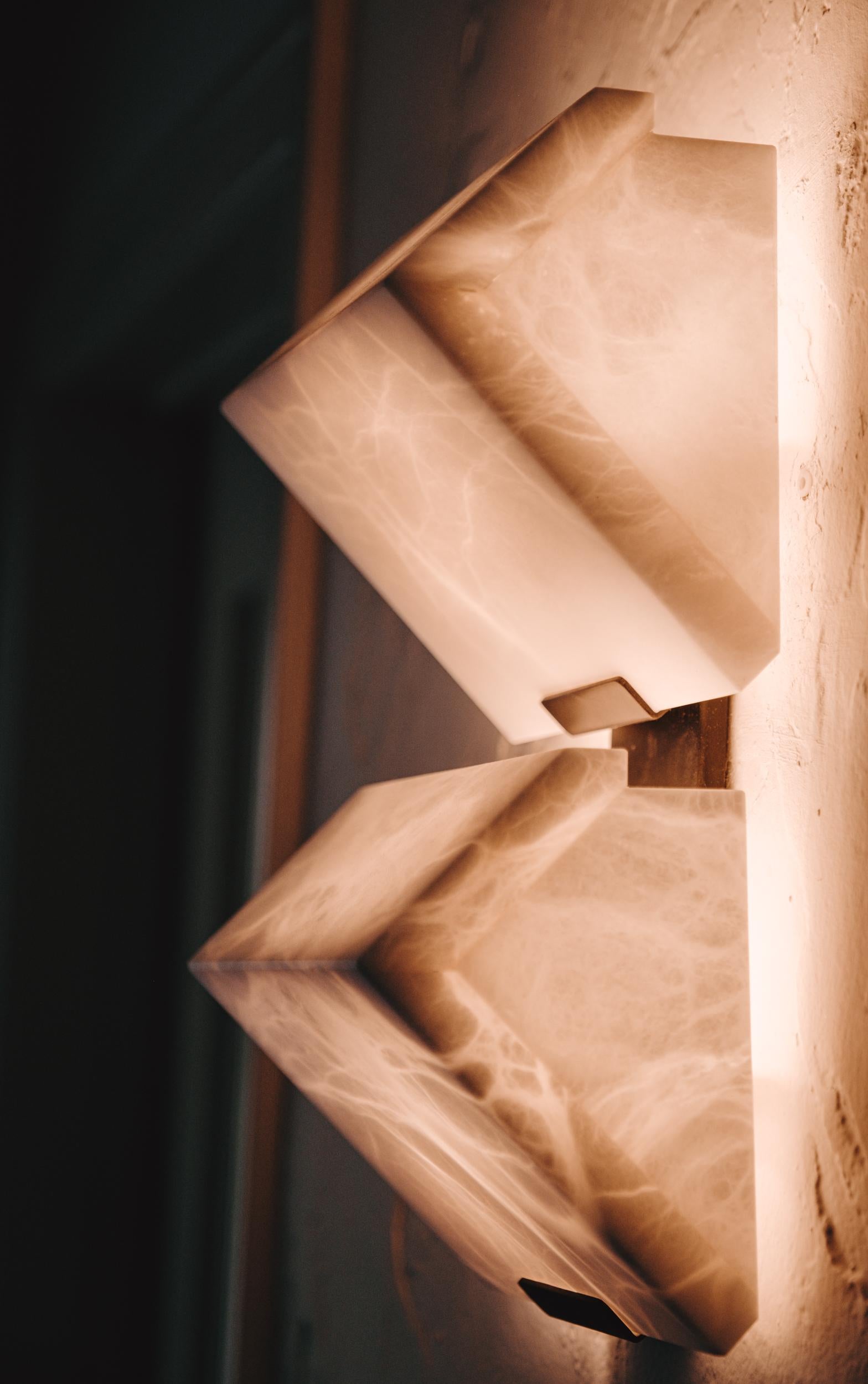 'Single Block Metal' Model #185 Alabaster Sconce in the Manner of Pierre Chareau For Sale 7