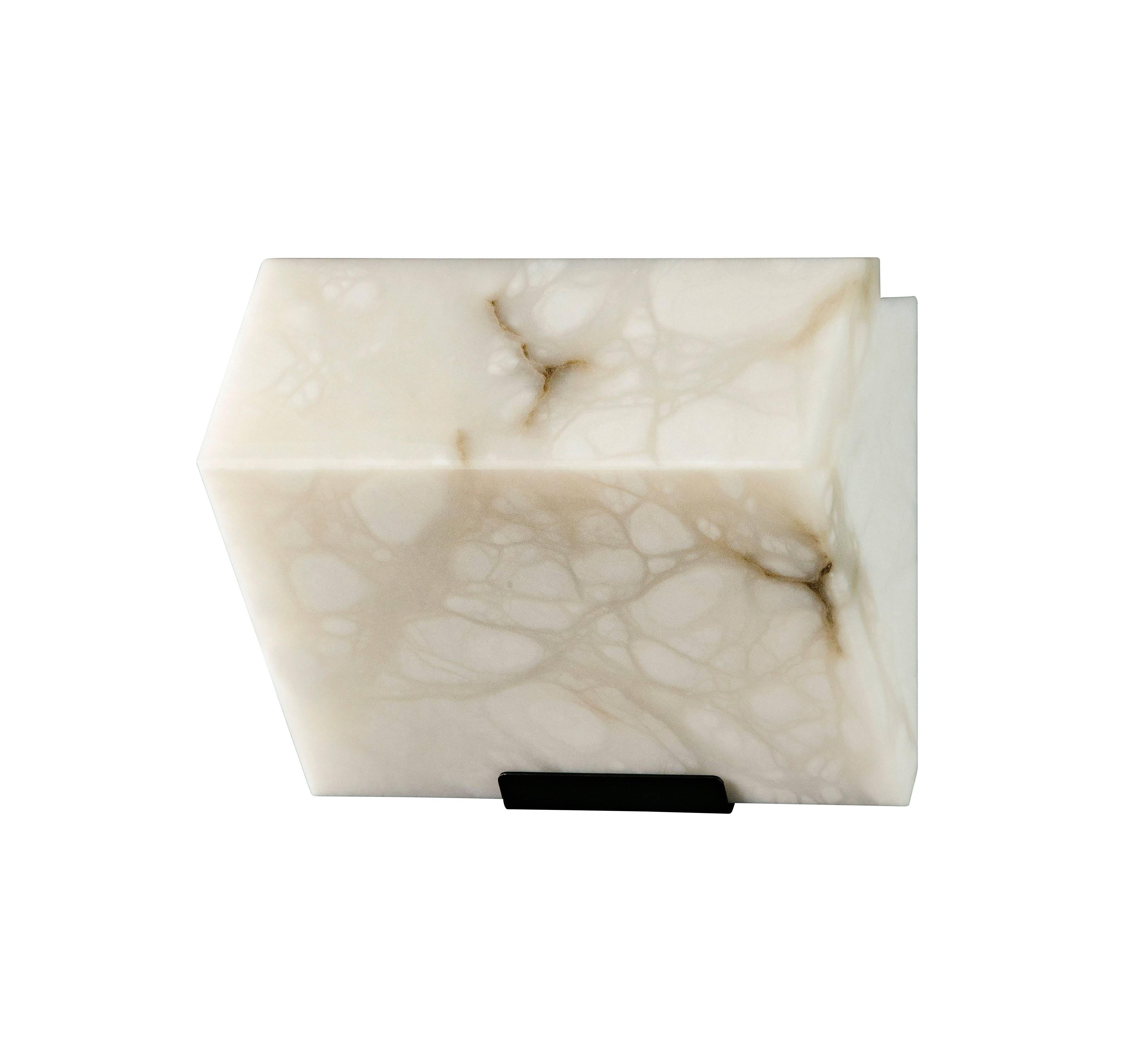 'Single Block Metal' Model #185 Alabaster Sconce in the Manner of Pierre Chareau For Sale 5