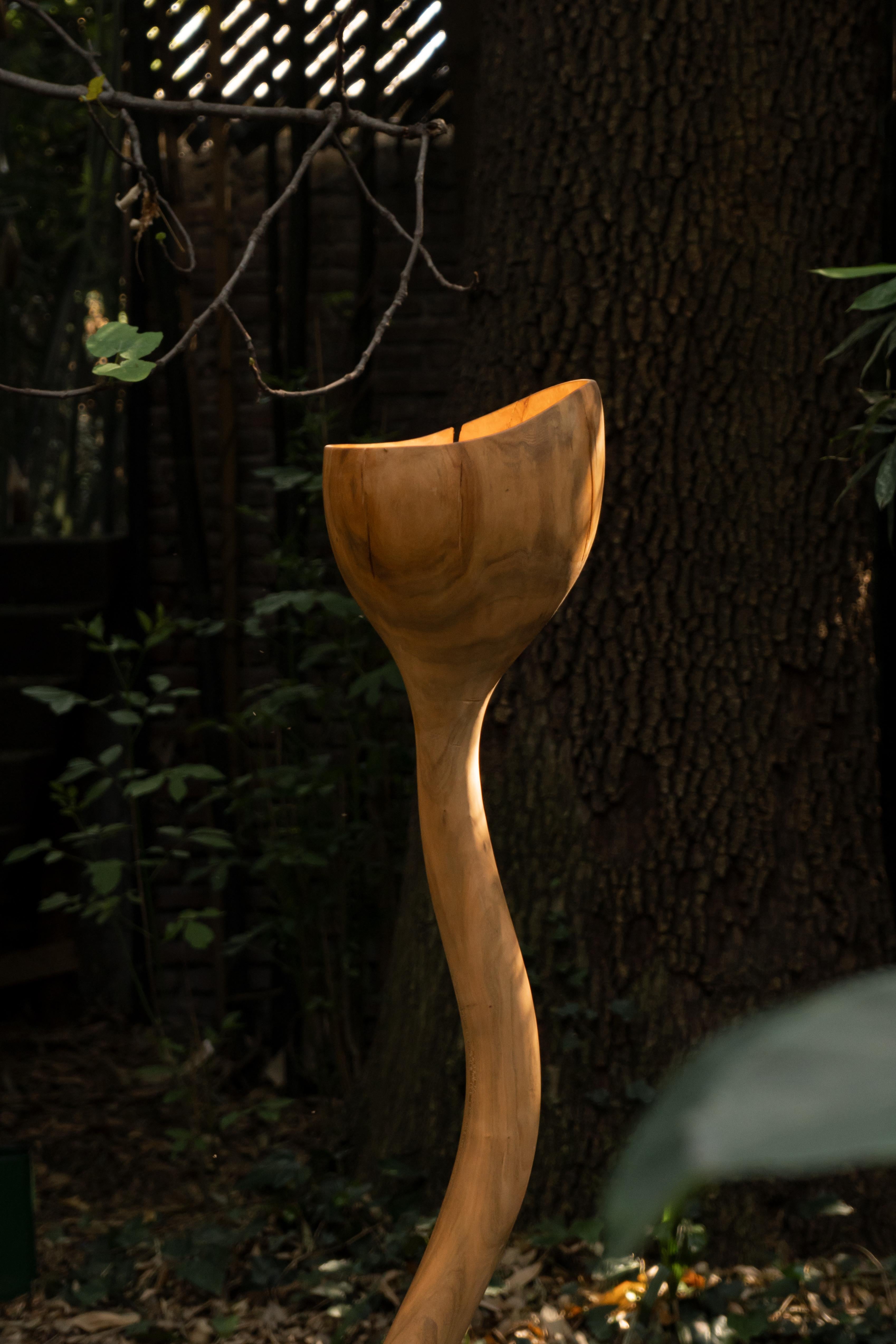 Einzelne Block Wood Meso Stehleuchte by Sebastián Cappiello (Mexikanisch) im Angebot