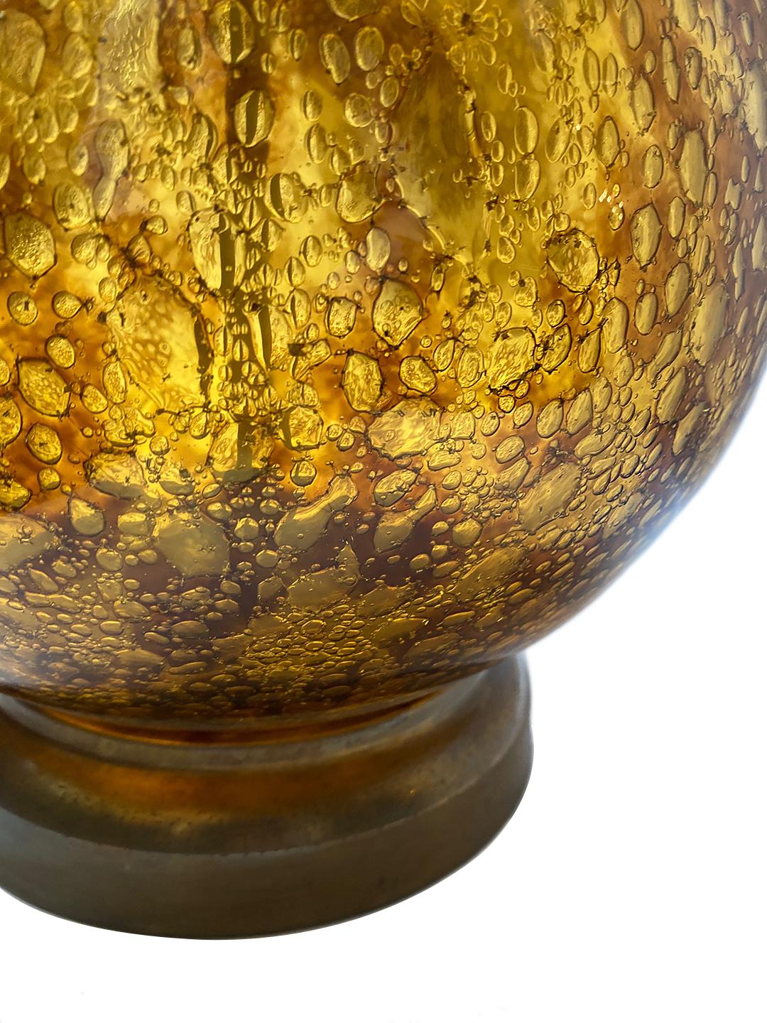 Single Blown Amber Glass Lamp In Good Condition For Sale In New York, NY
