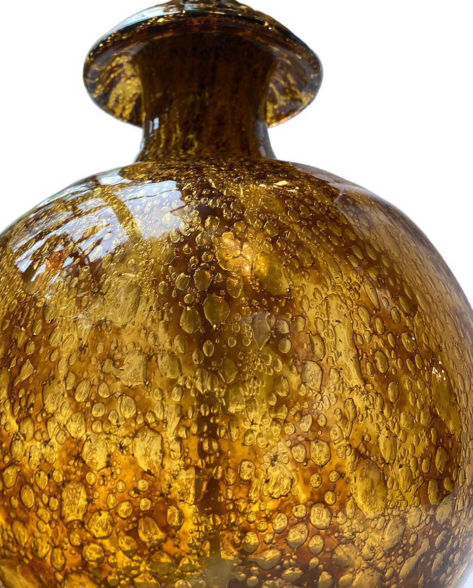 Mid-20th Century Single Blown Amber Glass Lamp For Sale