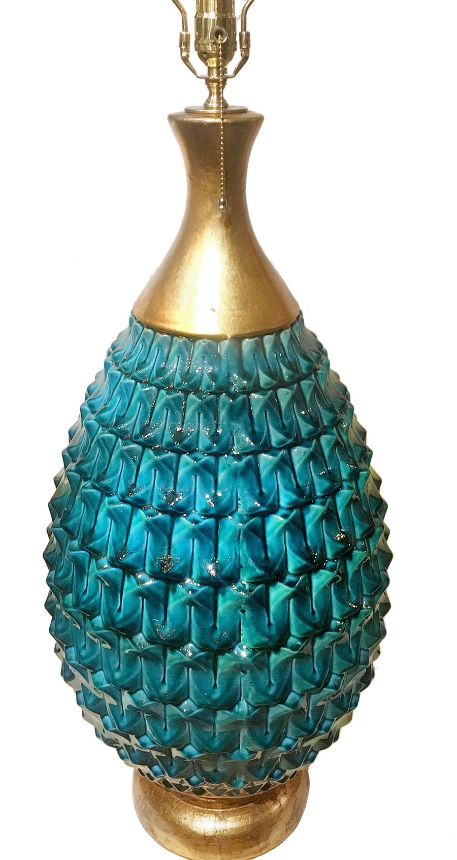 Italian Single Blue Ceramic Table Lamp