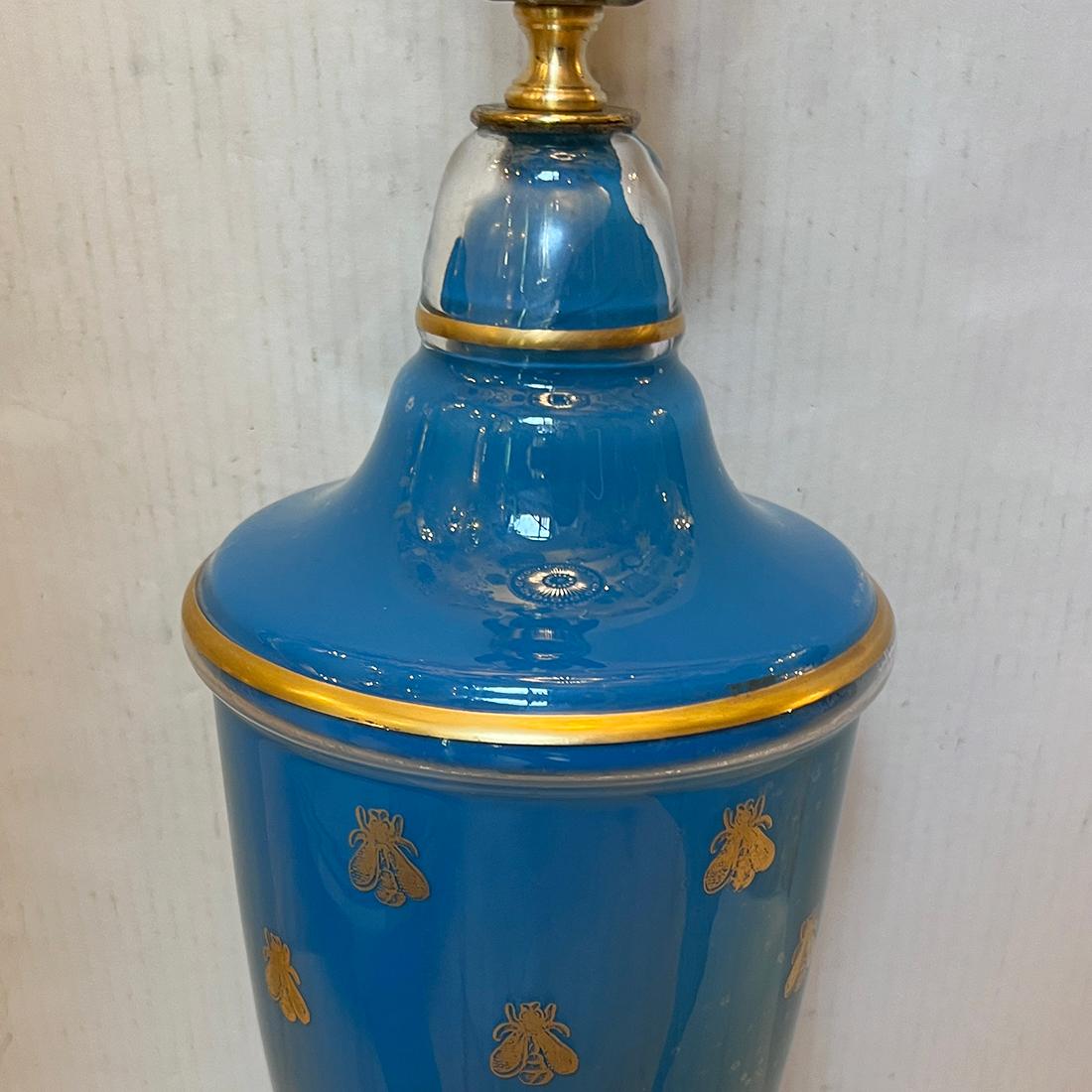 Francese Lampada singola in vetro blu con api in vendita