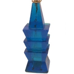 Single Blue Molded Glass Lamp