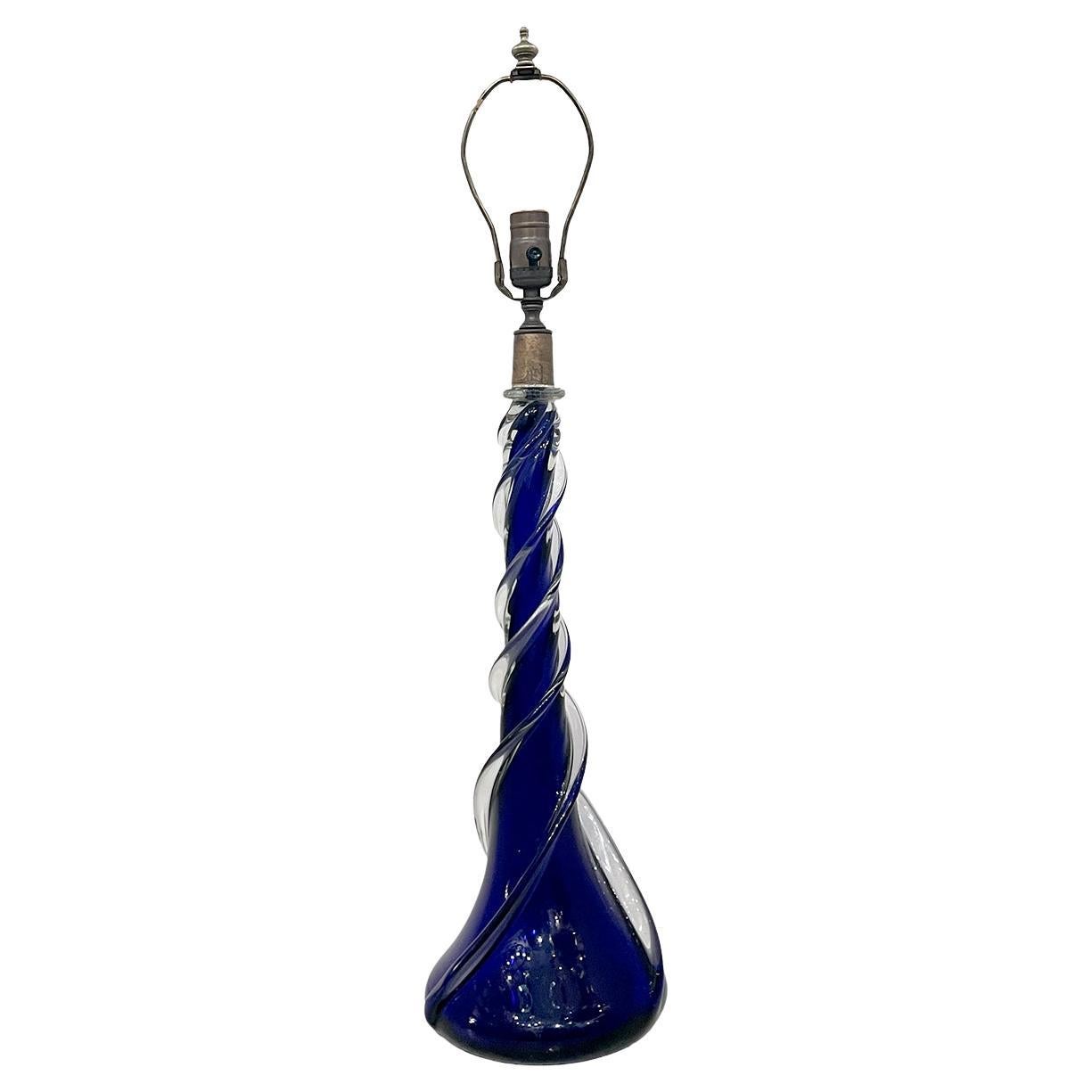 Single Blue Murano Glass Table Lamp