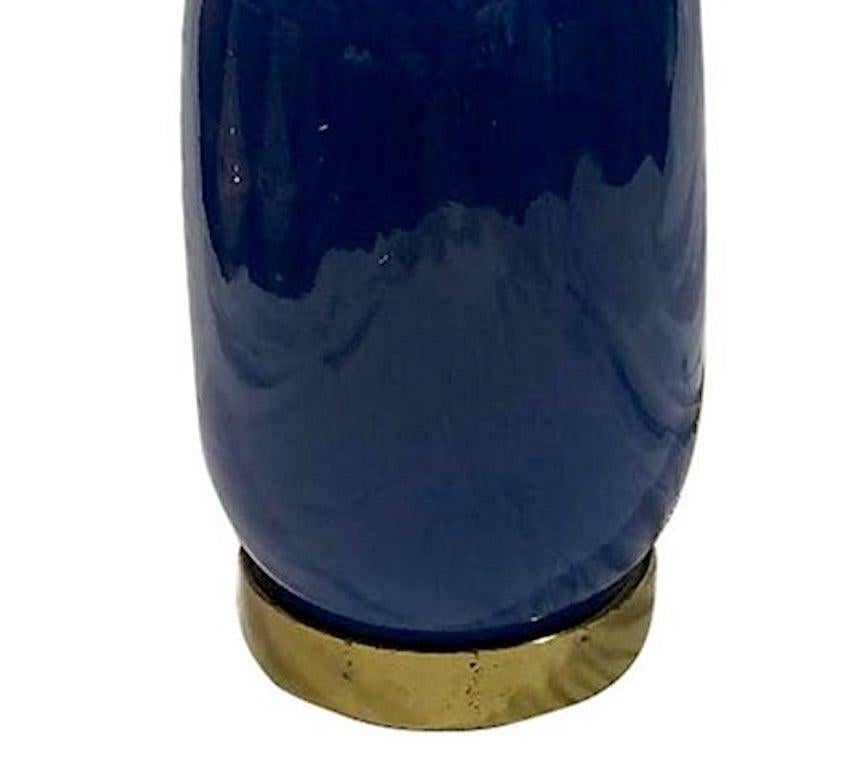 Mid-20th Century Single Blue Porcelain Lamp For Sale