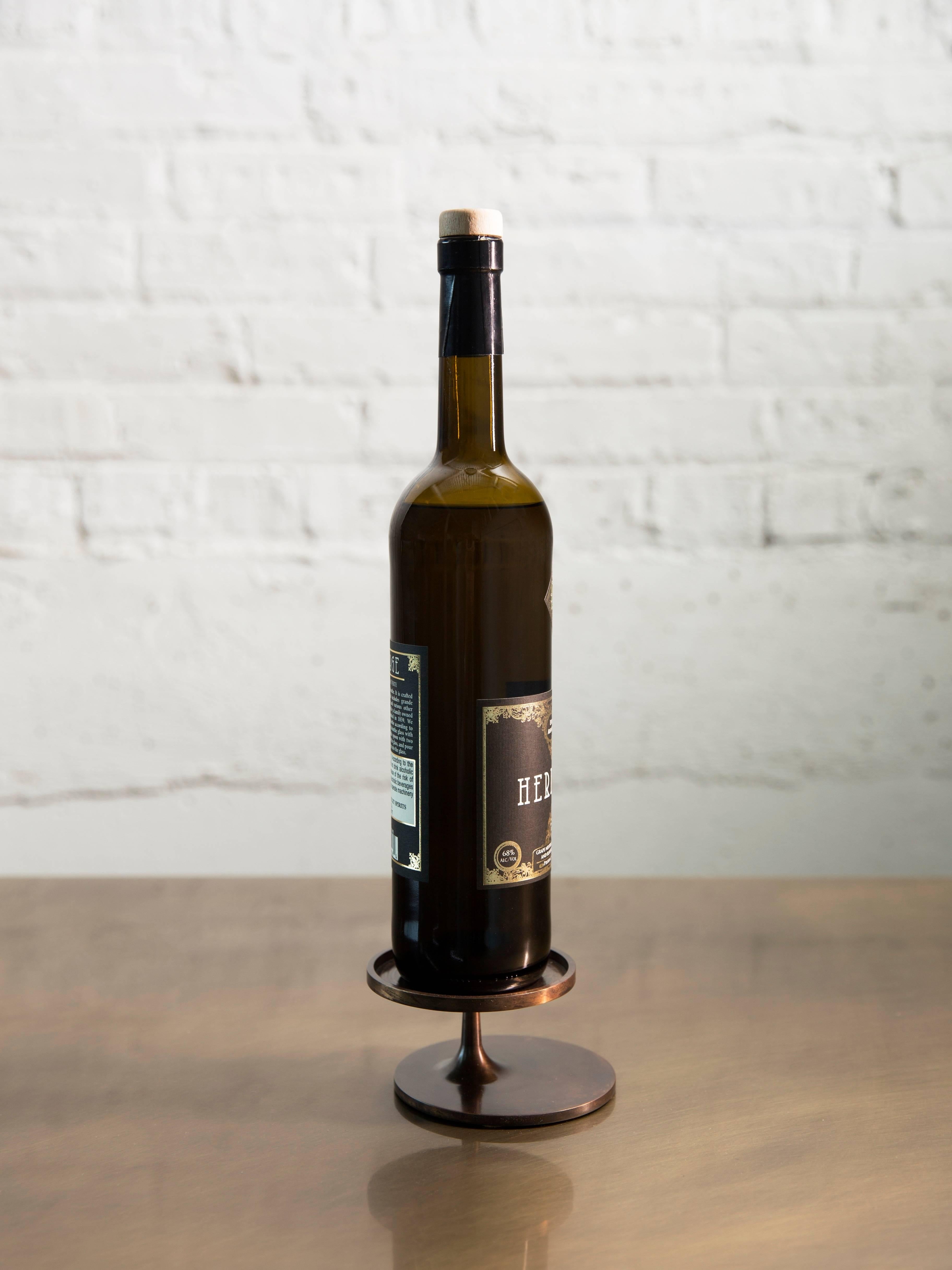 American Single Bottle Stand in Brass For Sale