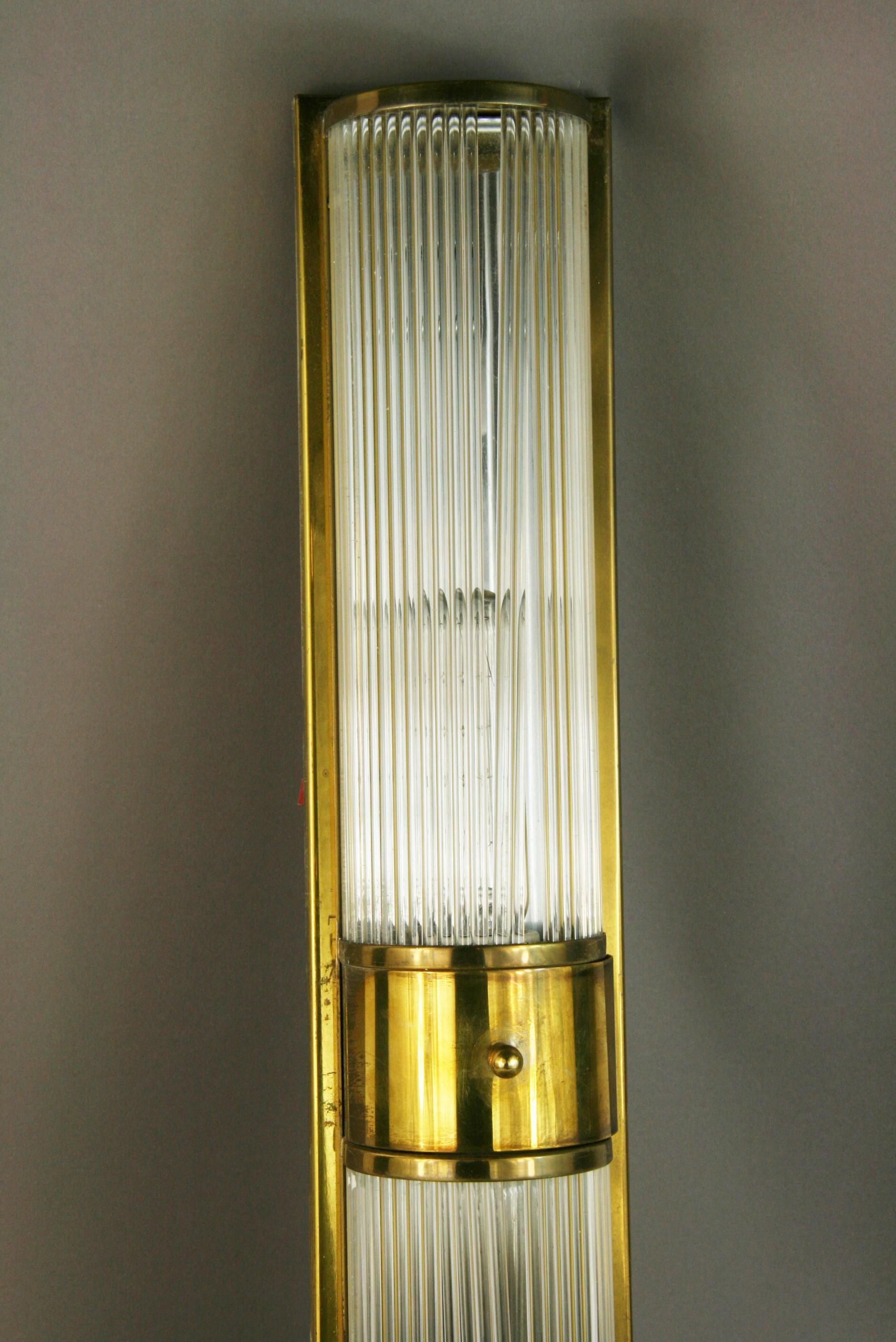 Late 20th Century Mid Century Single Brass and Glass Rod Sconce