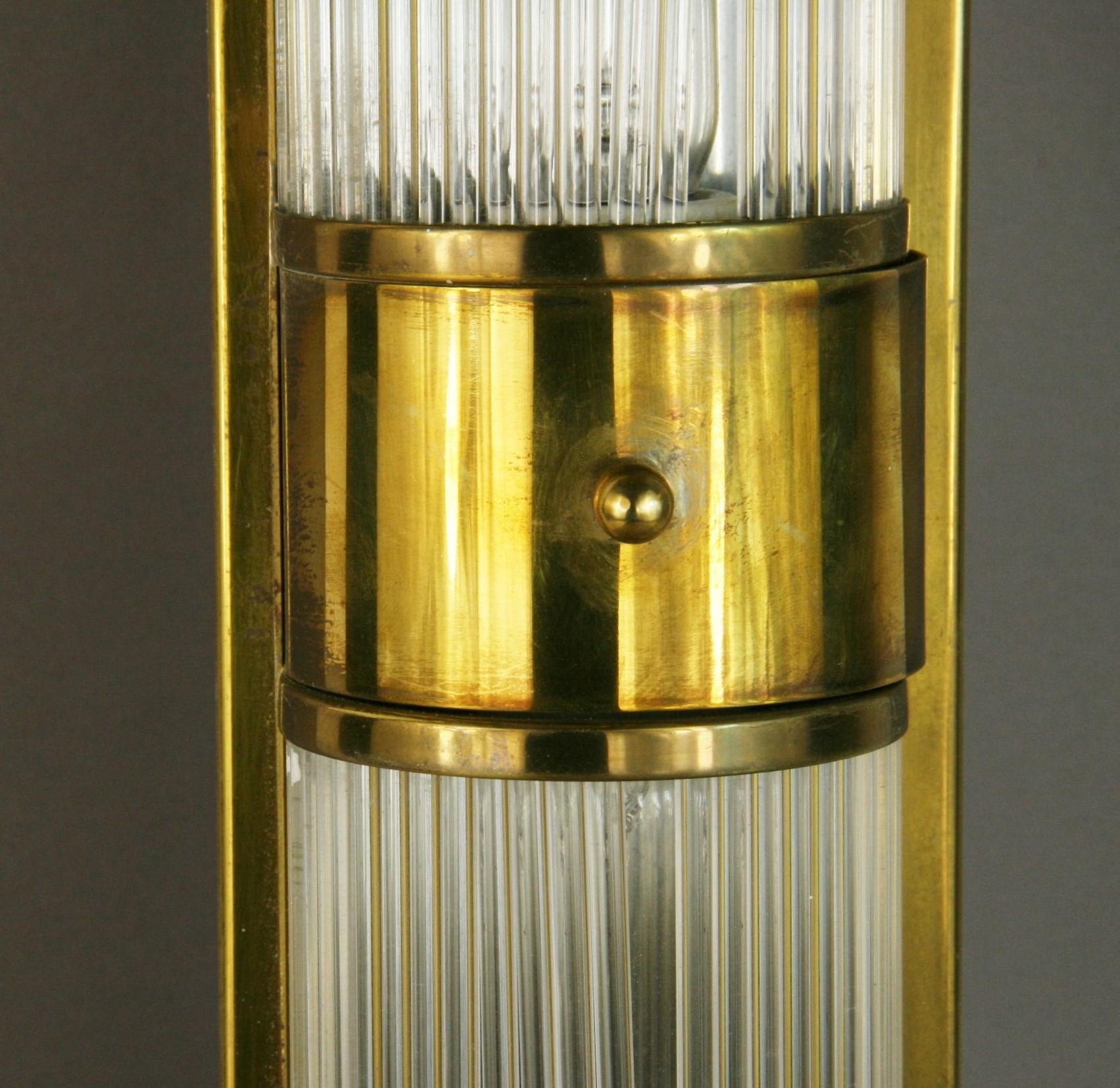 Mid Century Single Brass and Glass Rod Sconce 1