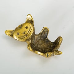 Single Brass Cat Object by Walter Bosse for Hertha Baller