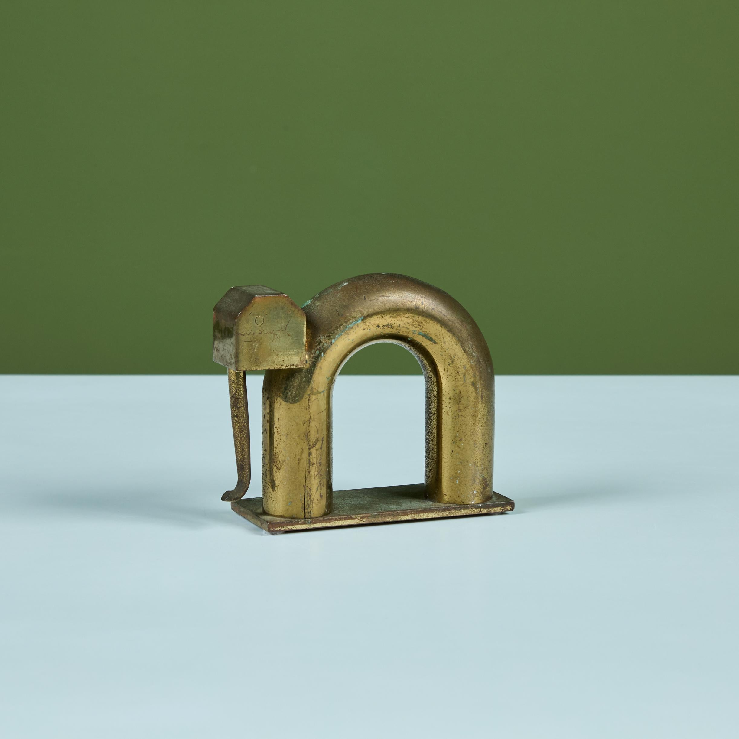 Single Brass Elephant Bookend by Walter von Nessen for Chase USA 4