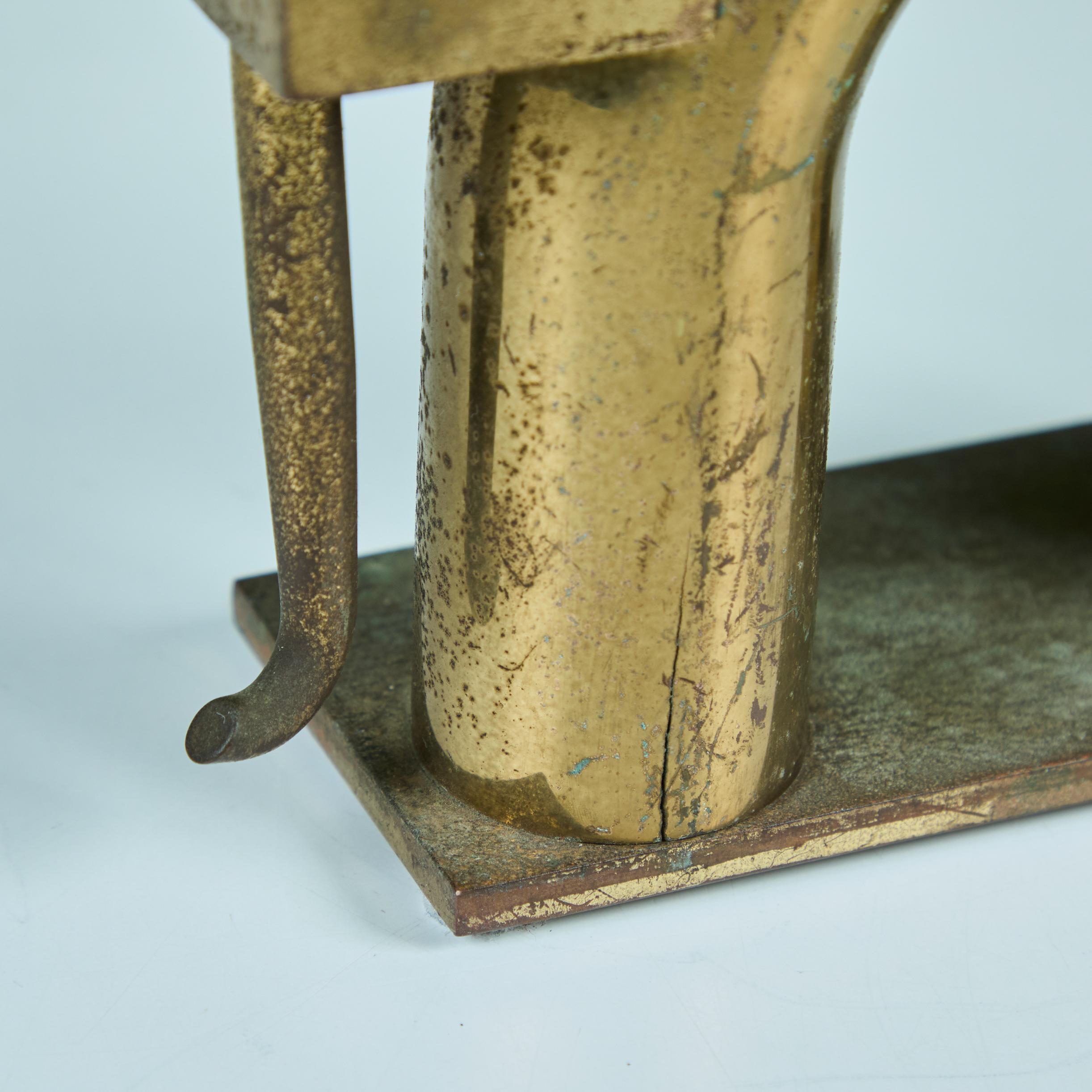 Single Brass Elephant Bookend by Walter von Nessen for Chase USA 7