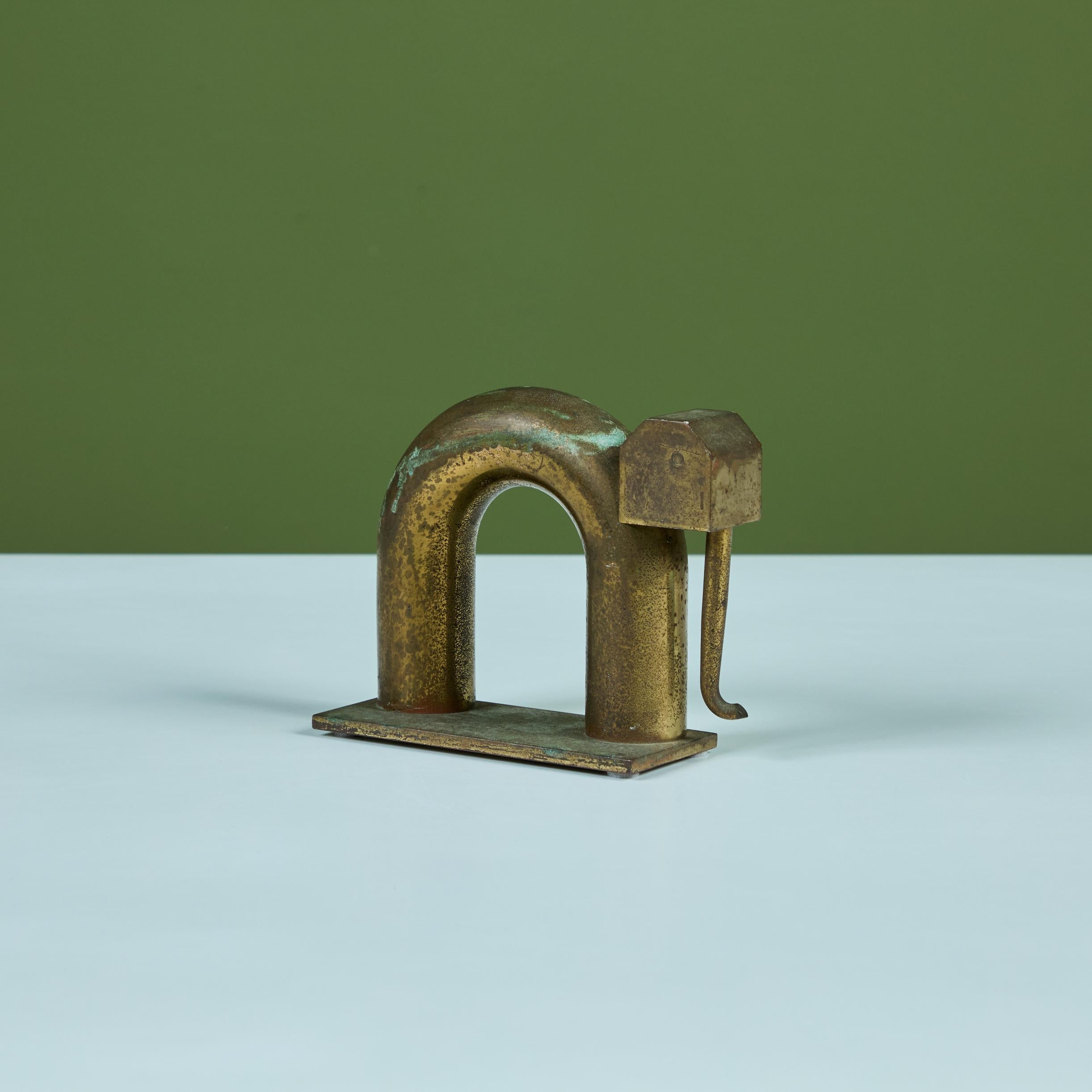Single Brass Elephant Bookend by Walter von Nessen for Chase USA 1