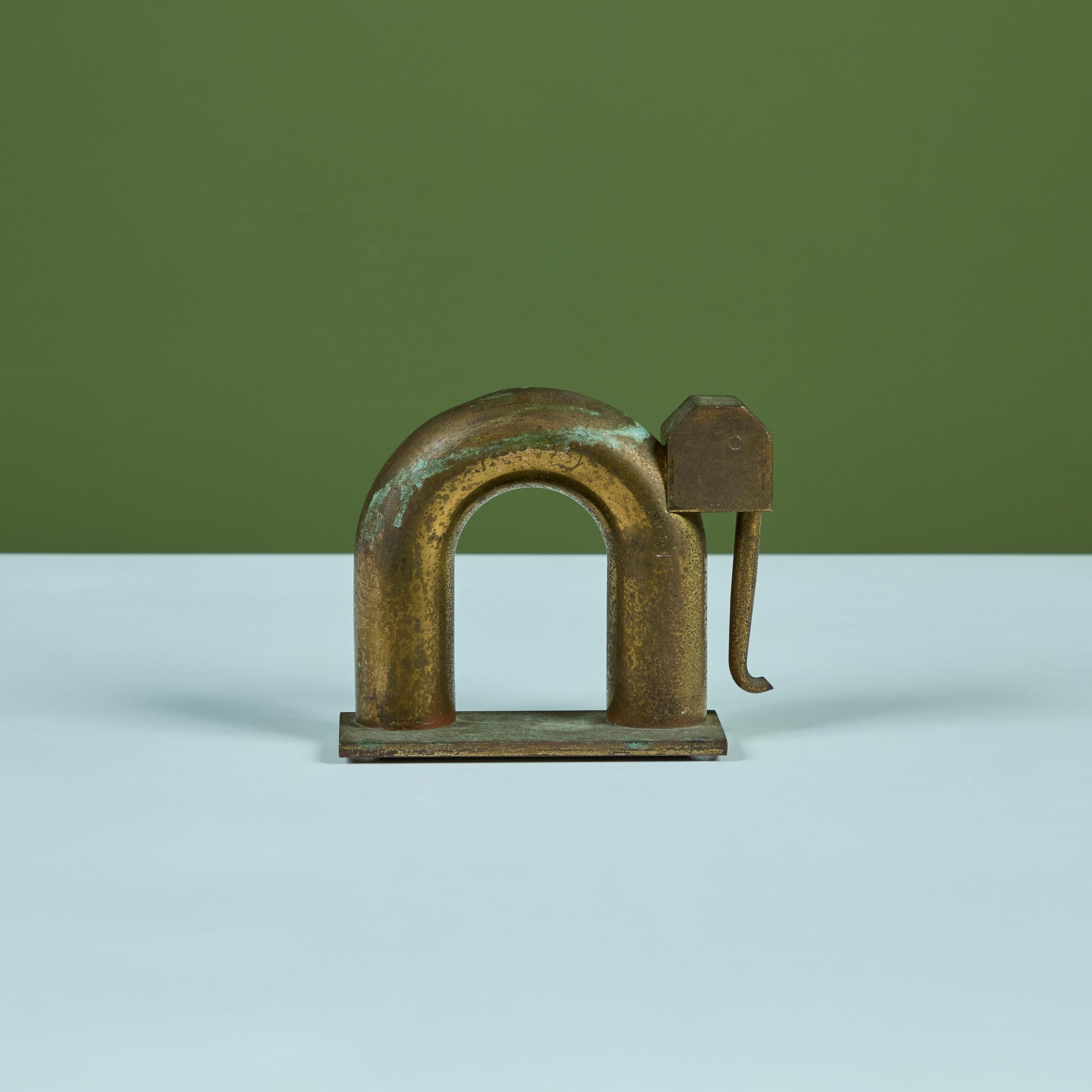 Single Brass Elephant Bookend by Walter von Nessen for Chase USA 2