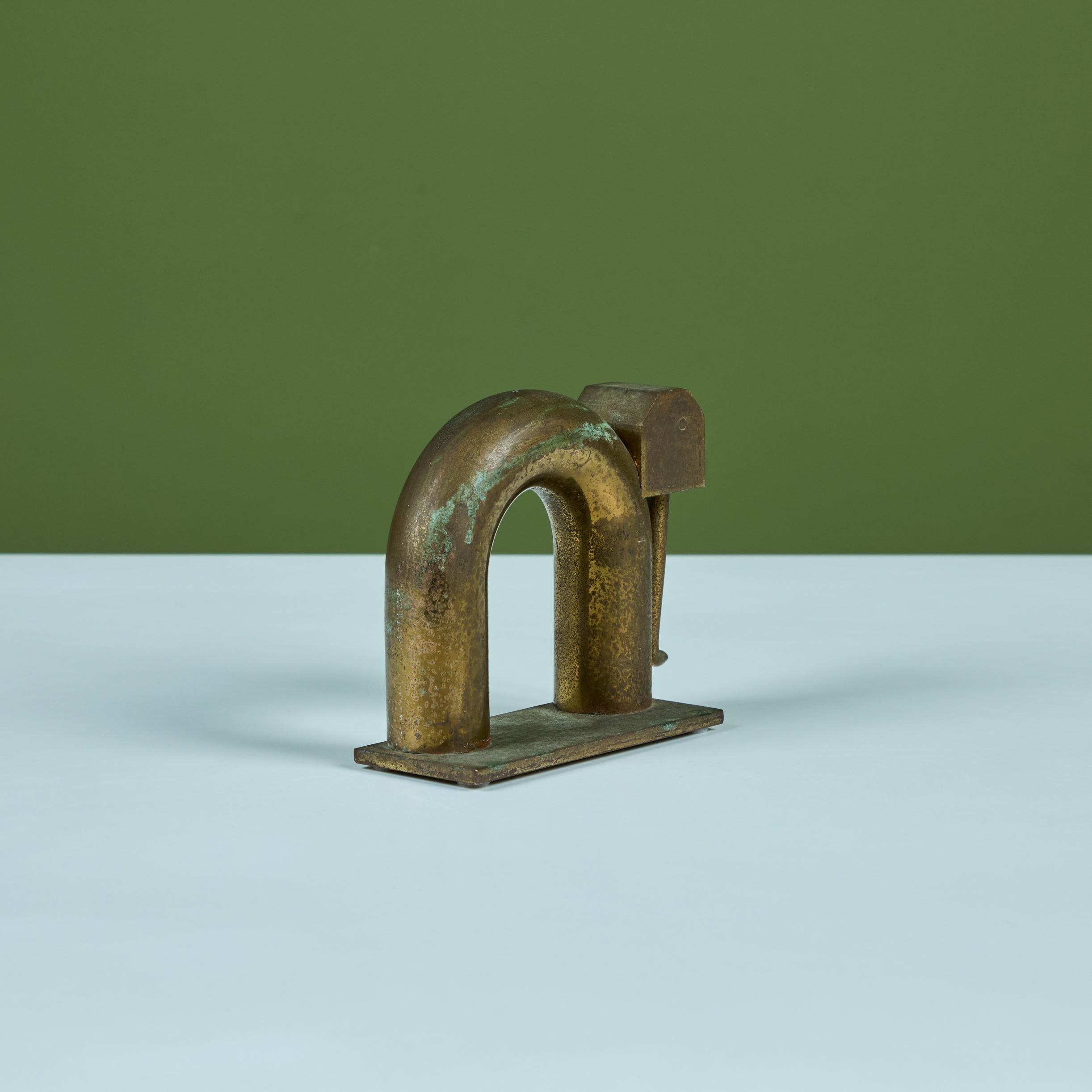 Single Brass Elephant Bookend by Walter von Nessen for Chase USA 3
