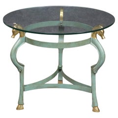 Single Brass Horse Terminal Round Anre Arbus Style Art deco Modernist End Table