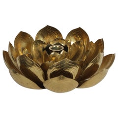 Single Brass Lotus Flower Candleholder