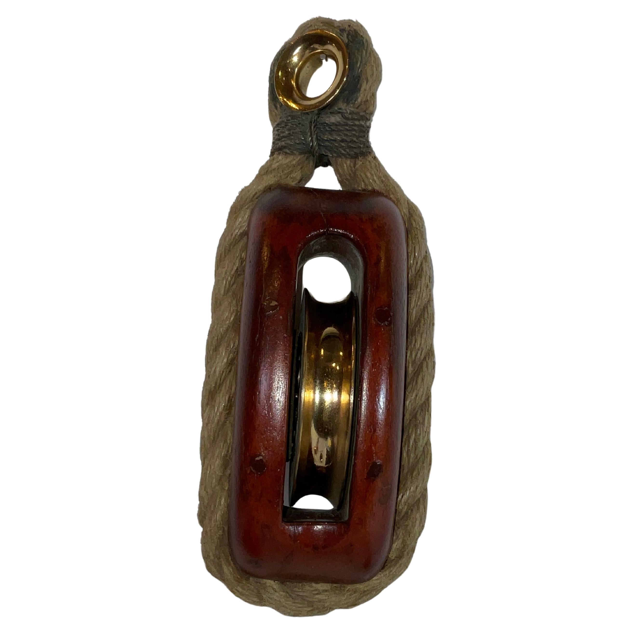 Poulie à réa simple en laiton pour yacht avec cordage