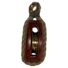Used Single Brass Sheave Yacht Pulley Block with Rope Stropping