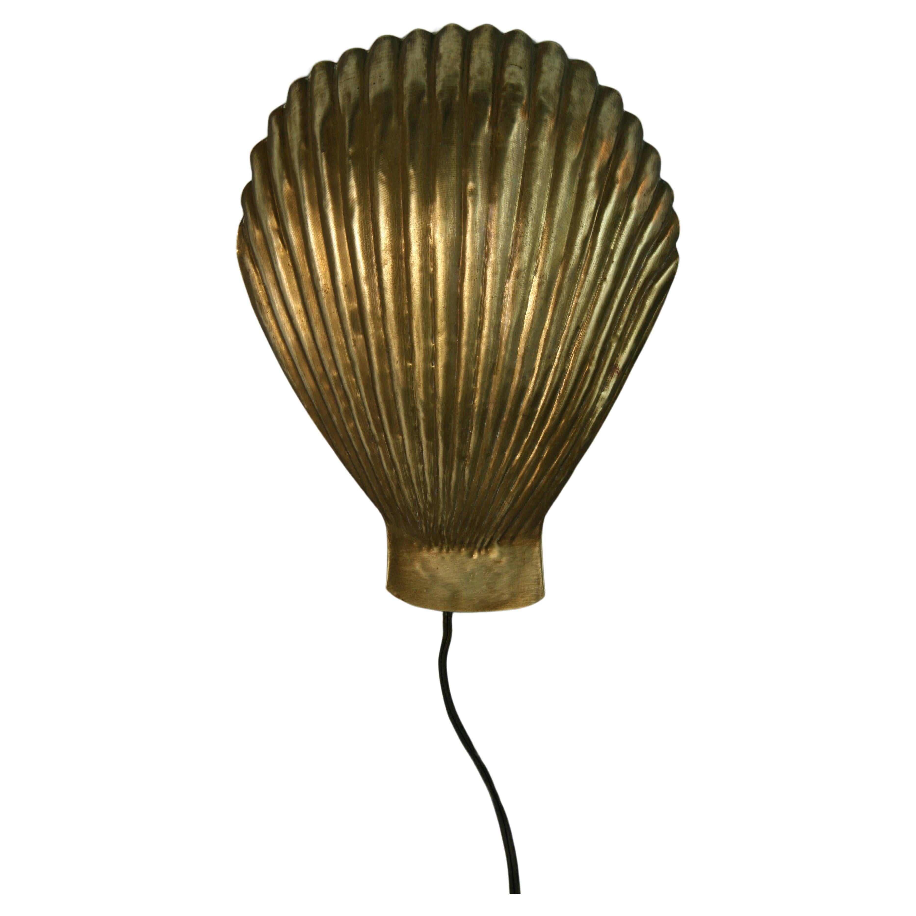 Single Brass Shell Wall Sconce For Sale