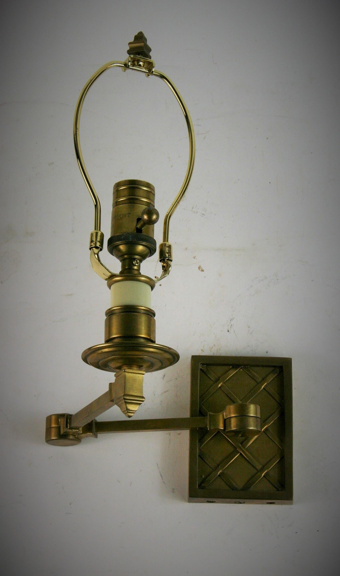 3-363 single brass swing arm sconce
Takes 60 watt Edison based bulb
Measures: Full extension 15