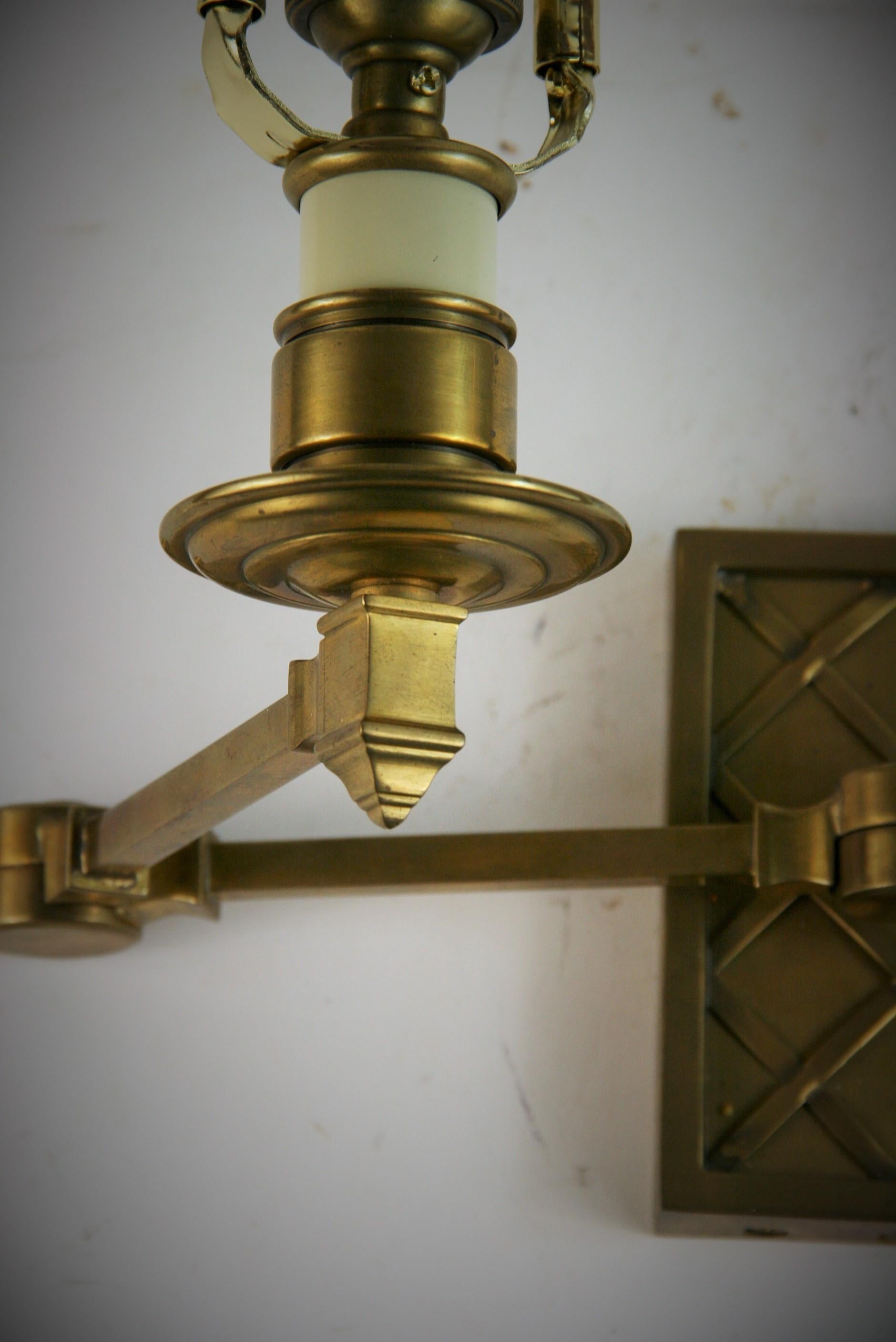 Late 20th Century Single Brass Swing Arm Sconce For Sale