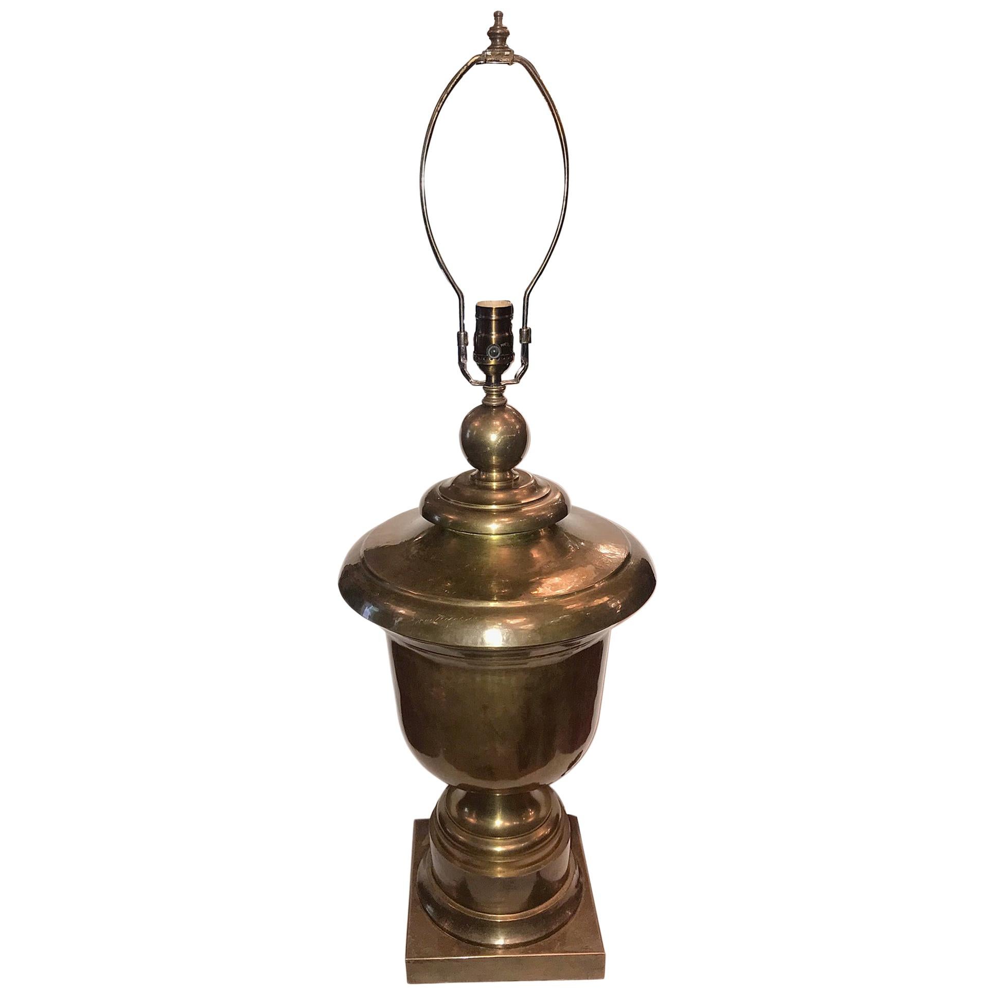 Single Brass Table Lamp For Sale