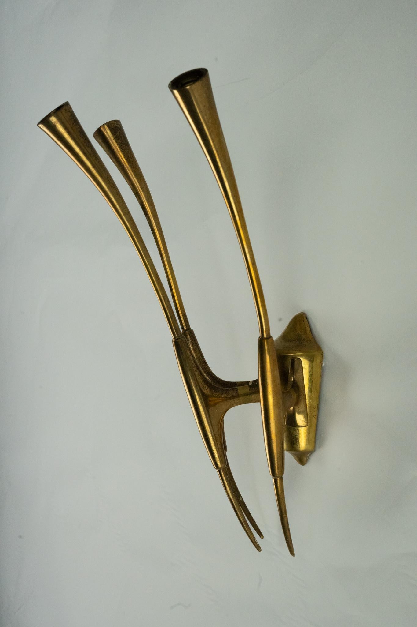 Single Brass Wall Sconce by Oscar Torlasco for Lumi Milano, Italy 1950s For Sale 6