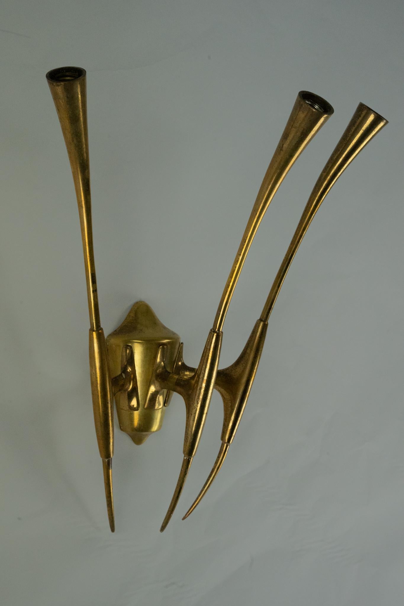 Single Brass Wall Sconce by Oscar Torlasco for Lumi Milano, Italy 1950s For Sale 7